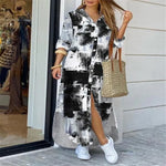 Load image into Gallery viewer, Women Dresses Fashion Sexy Single-breasted Dress Loose Lapel Casual Women's Clothing Literary Printing Long Shirt Skirt