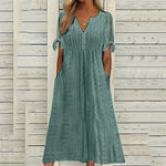 Load image into Gallery viewer, New women's dress, with slits and open V-neck, lace ruffles, elegant mid-length women's casual party dress