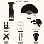 Load image into Gallery viewer, 1920s Dresses for Women Flapper Dress Lace Fan Feather Headband Sequins Beads Fringes 20s Accessories Vintage Mafia Costume