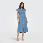 Load image into Gallery viewer, 2025 New Women Dress V Neck High Waisted Spring Summer Commuting Female Flying Sleeve Girdling Pleated Casual Long Dress