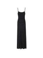 Load image into Gallery viewer, Draped Midi Dress for Women, Straight Neck, Thin Straps, Backless Female Dresses, Chic Fashion