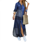 Load image into Gallery viewer, Women Dresses Fashion Sexy Single-breasted Dress Loose Lapel Casual Women's Clothing Literary Printing Long Shirt Skirt