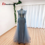 Load image into Gallery viewer, Elegant Muslim Evening Dress for Women 2026 Luxury Dubai High Neck Long Sleeves Beads Formal Prom Wedding Party Gowns Customized