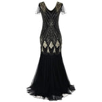 Load image into Gallery viewer, Women's Fashion 1920s Flapper Dress Vintage Great Gatsby Long Evening Prom Sequin Party Dress Women Mesh Costume