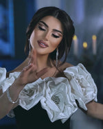 Load image into Gallery viewer, Women Banade Dresses Sexy Big Flowers Off the Shoulder Long Dress Celebrate Evening Party Dress Birthday Party Wedding Outfit