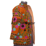 Load image into Gallery viewer, Handmade Breathable Printed Embroidered Floral Women Suzani Jacket Indian Velvet Woven Kimono Robe Long Boho Style Autumn Winter