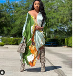 Load image into Gallery viewer, African Dresses For Women Bohomian Summer Beach Party  V-Neck Dress Europe Fashion Silk Printed Batwing Sleeve Boubou