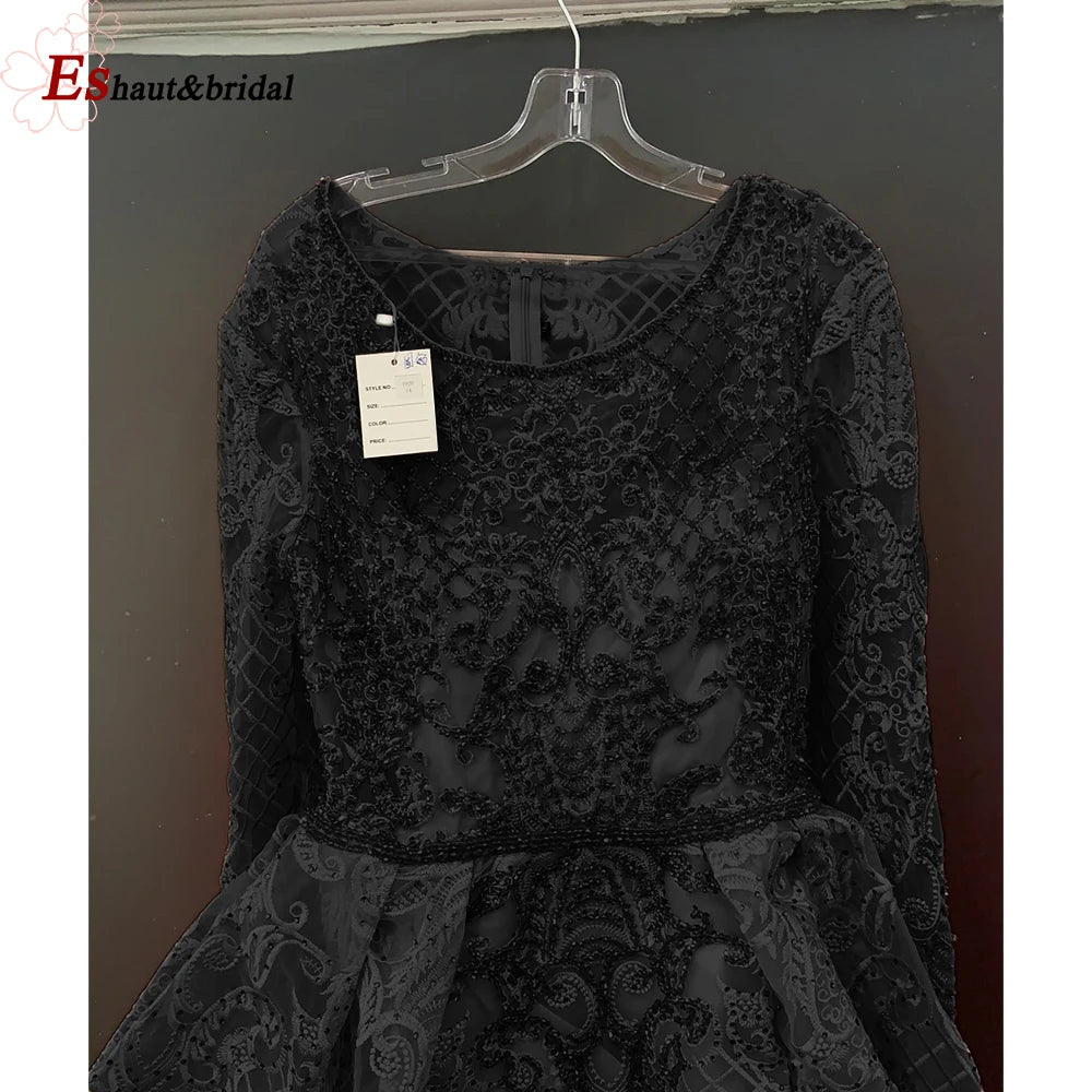 Elegant Dubai Muslim Evening Dress for Women 2026 Long Sleeves Aline V-Neck Lace Wedding Prom Formal Party Gowns Customized