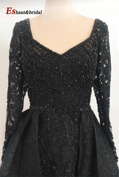 Elegant Dubai Muslim Evening Dress for Women 2026 Long Sleeves Aline V-Neck Lace Wedding Prom Formal Party Gowns Customized