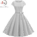 Load image into Gallery viewer, Women Summer Dresses Robe Vintage 1950s 60s Pin Up Big Swing Party Work Wear Rockabilly Dress White Polka Dot Vestidos