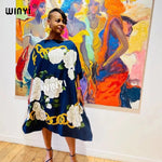 Load image into Gallery viewer, Printed Dresses For Women 2021 Fashion Design Loose Dress Batwing Maxi Long Femme Vestidos Summer Autumn Party Elegant Dress