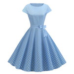 Load image into Gallery viewer, Women Summer Dresses Robe Vintage 1950s 60s Pin Up Big Swing Party Work Wear Rockabilly Dress White Polka Dot Vestidos