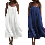 Load image into Gallery viewer, 2024 Summer European and American New Ruffled Solid Color Long Dress Sleeveless Loose Thin Shoulder Strap Dress Summer dress