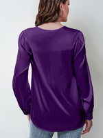 Load image into Gallery viewer, 2026 Amazon Hot-Selling Women's Clothing Satin Pleated Long-Sleeve Top V-Neck Casual Loose Satin Commuter Shirt