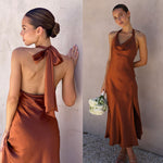 Load image into Gallery viewer, 2023 European and American Hot-Selling Cross-Border Export Sleeveless Sexy Slim Long Skirt Women's Slit Backless Dress Ready Supply