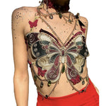 Load image into Gallery viewer, ins European and American cross-border fashion embroidered butterfly stitching metal crystal ornaments ultra-short sling
