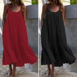 Load image into Gallery viewer, 2024 Summer European and American New Ruffled Solid Color Long Dress Sleeveless Loose Thin Shoulder Strap Dress Summer dress