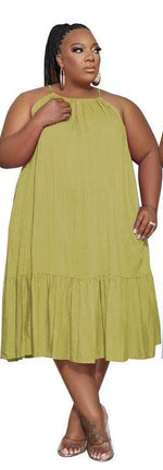 Load image into Gallery viewer, 2024 Summer European and American New Ruffled Solid Color Long Dress Sleeveless Loose Thin Shoulder Strap Dress Summer dress