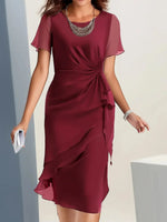 Load image into Gallery viewer, Cross-border independent station new 2025 summer dress stitching chiffon crew neck short sleeve dress