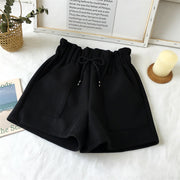 High Waist Woolen Shorts Autumn and Winter 2024 New Black Wide Leg Pants Slimming Spring Outwear Loose Casual Boots for Women
