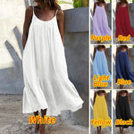 Load image into Gallery viewer, 2024 Summer European and American New Ruffled Solid Color Long Dress Sleeveless Loose Thin Shoulder Strap Dress Summer dress