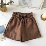 Load image into Gallery viewer, High Waist Woolen Shorts Autumn and Winter 2024 New Black Wide Leg Pants Slimming Spring Outwear Loose Casual Boots for Women