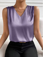 Load image into Gallery viewer, 2026 Amazon European and American Cross-Border Women's Clothing Satin Suit Sleeveless Elegant Commuter Vest Base Top