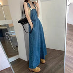 Load image into Gallery viewer, Age-Reducing and Slimming Denim Suspender Dress for Women, 2026 Autumn New Style, Loose Fit, Long Dress for Tall Women, Blue Dress