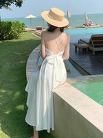 Load image into Gallery viewer, Sanya Travel Wear Internet Popular Sling Backless dress Summer Slim White Fairy Dress Seaside Holiday Beach Dress