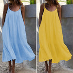 Load image into Gallery viewer, 2024 Summer European and American New Ruffled Solid Color Long Dress Sleeveless Loose Thin Shoulder Strap Dress Summer dress