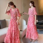 Load image into Gallery viewer, 2024 Summer dress Summer plus size Women's New Loose Slimming Belly Covering Plus Weight Plus Chiffon Long Dress All-match
