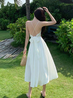 Load image into Gallery viewer, Sanya Travel Wear Internet Popular Sling Backless dress Summer Slim White Fairy Dress Seaside Holiday Beach Dress