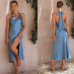 Load image into Gallery viewer, 2023 European and American Hot-Selling Cross-Border Export Sleeveless Sexy Slim Long Skirt Women's Slit Backless Dress Ready Supply
