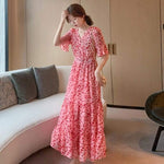 Load image into Gallery viewer, 2024 Summer dress Summer plus size Women's New Loose Slimming Belly Covering Plus Weight Plus Chiffon Long Dress All-match
