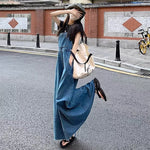 Load image into Gallery viewer, Age-Reducing and Slimming Denim Suspender Dress for Women, 2026 Autumn New Style, Loose Fit, Long Dress for Tall Women, Blue Dress