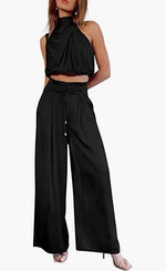 Load image into Gallery viewer, Women's 2-Piece Suit 2023 Summer Fashion Casual Sleeveless Boat Neck Crop Top Wide-Leg Pants