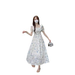 Load image into Gallery viewer, Gentle Floral Dress for Women, Summer 2026 New Chiffon Seaside Vacation First Love Dress, Puff Sleeve Long Dress