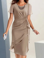 Load image into Gallery viewer, Cross-border independent station new 2025 summer dress stitching chiffon crew neck short sleeve dress