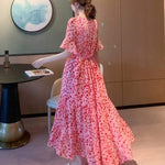 Load image into Gallery viewer, 2024 Summer dress Summer plus size Women's New Loose Slimming Belly Covering Plus Weight Plus Chiffon Long Dress All-match