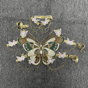 ins European and American cross-border fashion embroidered butterfly stitching metal crystal ornaments ultra-short sling