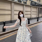 Load image into Gallery viewer, Gentle Floral Dress for Women, Summer 2026 New Chiffon Seaside Vacation First Love Dress, Puff Sleeve Long Dress