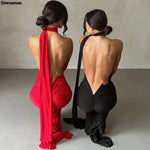 Load image into Gallery viewer, Womens Elegant Evening Party Cocktail Long Dress Sexy Backless Open Back Ruched Slim Bodycon Formal Wedding Guest Maxi Dress