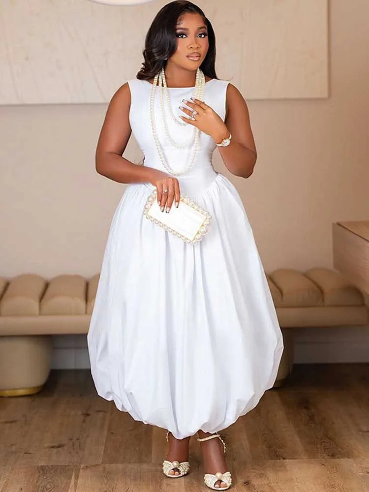 Sleeveless Dresses for Women High Waisted Summer Corset Long Dress Casual Fashion White Elegant Dress Wholesale Dropshipping