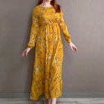 Load image into Gallery viewer, Women Long Dresses Spring Summer Casual Full Sleeve Floral geometry Printed O neck Woman Bohe Beach Party Dress Mujer Vestidos