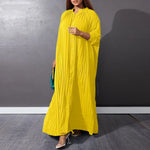 Load image into Gallery viewer, Women Eid Muslim Dresses Stand Collar Single Breasted Dubai Arab Vestidos Ramadan Casual Loose Kaftan Dress Solid Pleated