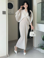 Load image into Gallery viewer, New Women's Dress - Summer Style, Elegant, Fashionable, Loose-fitting, Batwing Sleeve, V-neck, Long Pleated Dress