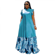 Women Dress Floor Length Dresses Solid A Line Round Neck Sleeveless Ruffles Casual Loose Elegant Splice Sexy Vestidos 2025