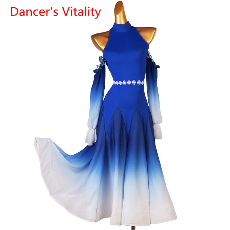 Modern Dance Dress Stand-Up Collar Mesh Sleeve Long Skirt Performance Clothing High-End Custom Child Woman Competition Clothes