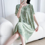 Load image into Gallery viewer, Women's Cotton Silk Sleep Dress Thin Short Sleeve Long Summer Breathable Sweat Absorbent Outerwear Casual Home Leisure Print