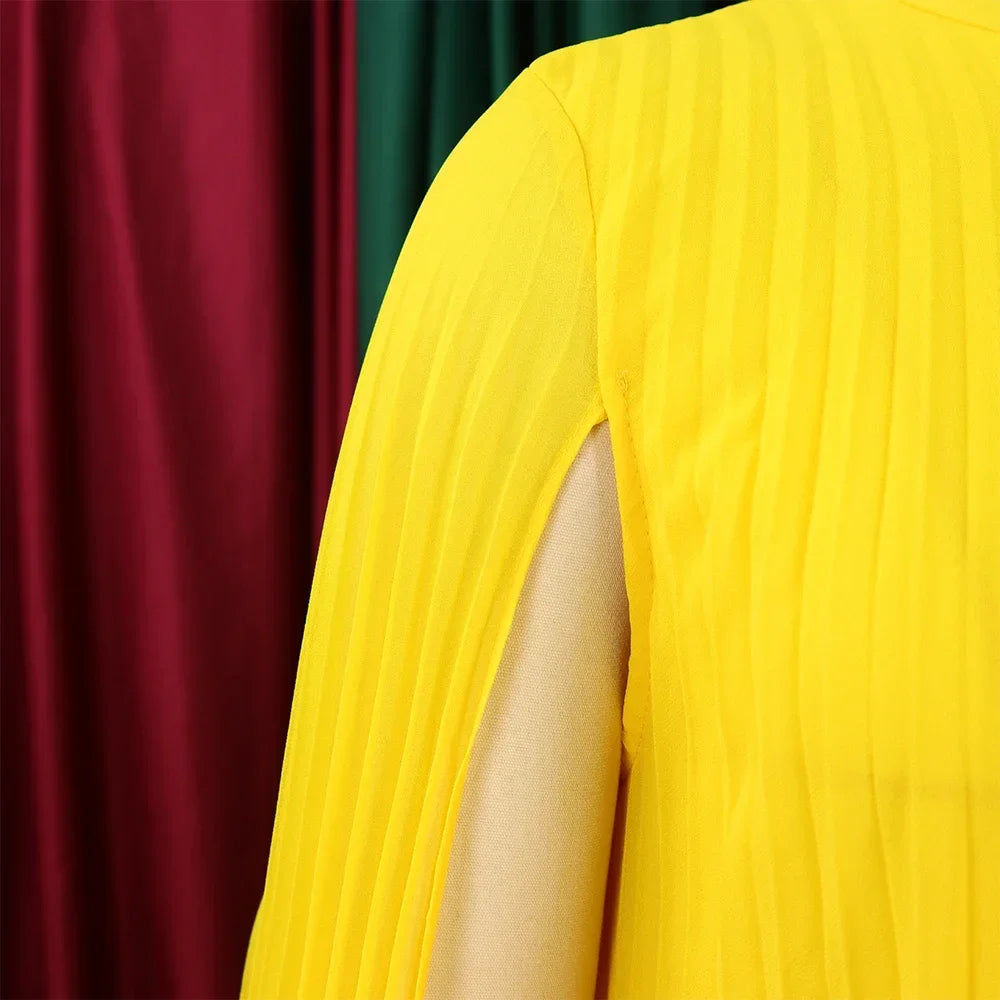 Chiffon Dress for Women Elegant 2024 New Round Neck Batwing Sleeve Loose Knee Length Luxury African Birthday Party Dinner Dress